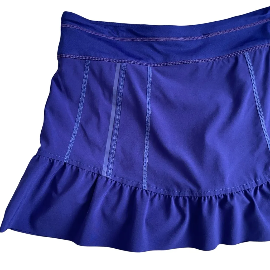 Athleta Take Off Women’s Skort Skirt Ruffle Hem Size 10 Purple Tennis Golf Gym - Image 3
