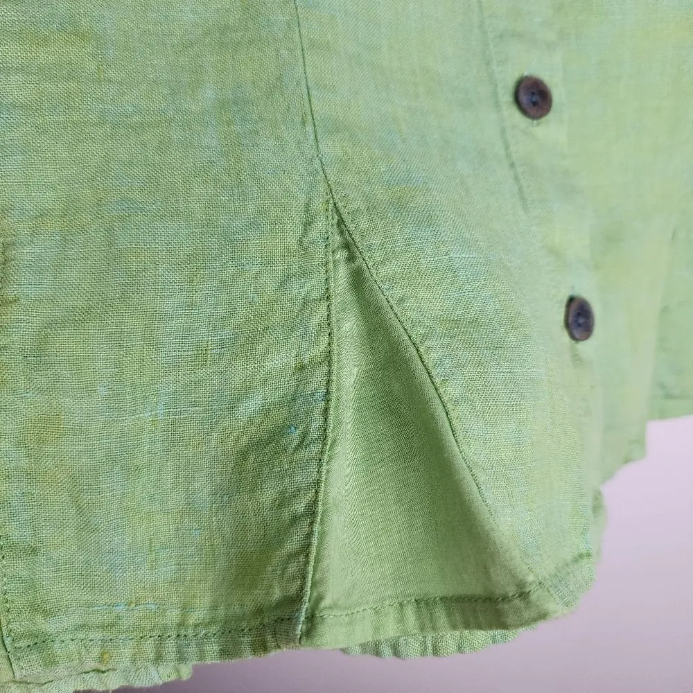 J.Jill Linen Top Blouse Lime Green Sleeveless Button - Image 9