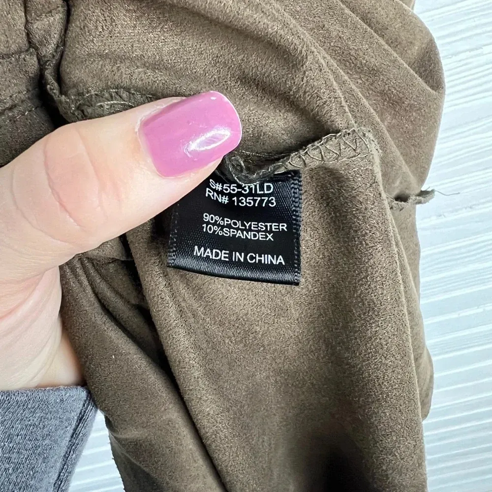 Olivaceous Faux Sued Short Sleeve Shift Dress Green Brown Size Large - Image 8