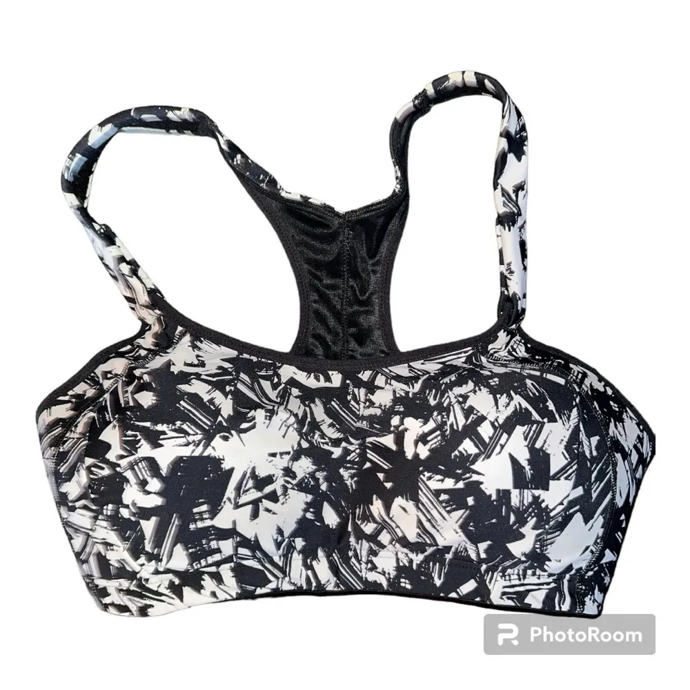 Syrokan Womens Size 38D Sports Bra Black White Geometric Padded Multi Print - Image 5