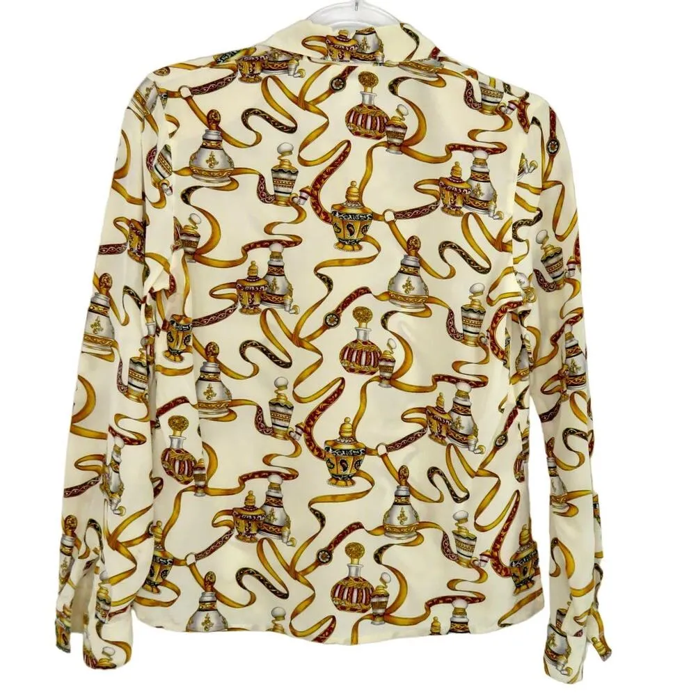 90s Vintage Talbots Regal Retro Bottle Blouse Button Down Long Sleeve Small - Image 2