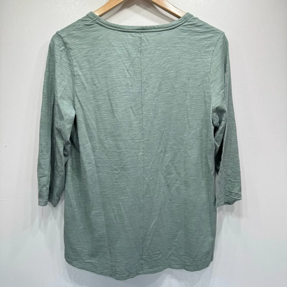 Chico’s The Ultimate Tee 3/4 Sleeve Slub Knit in Sage Green Size 1/Medium - Image 6