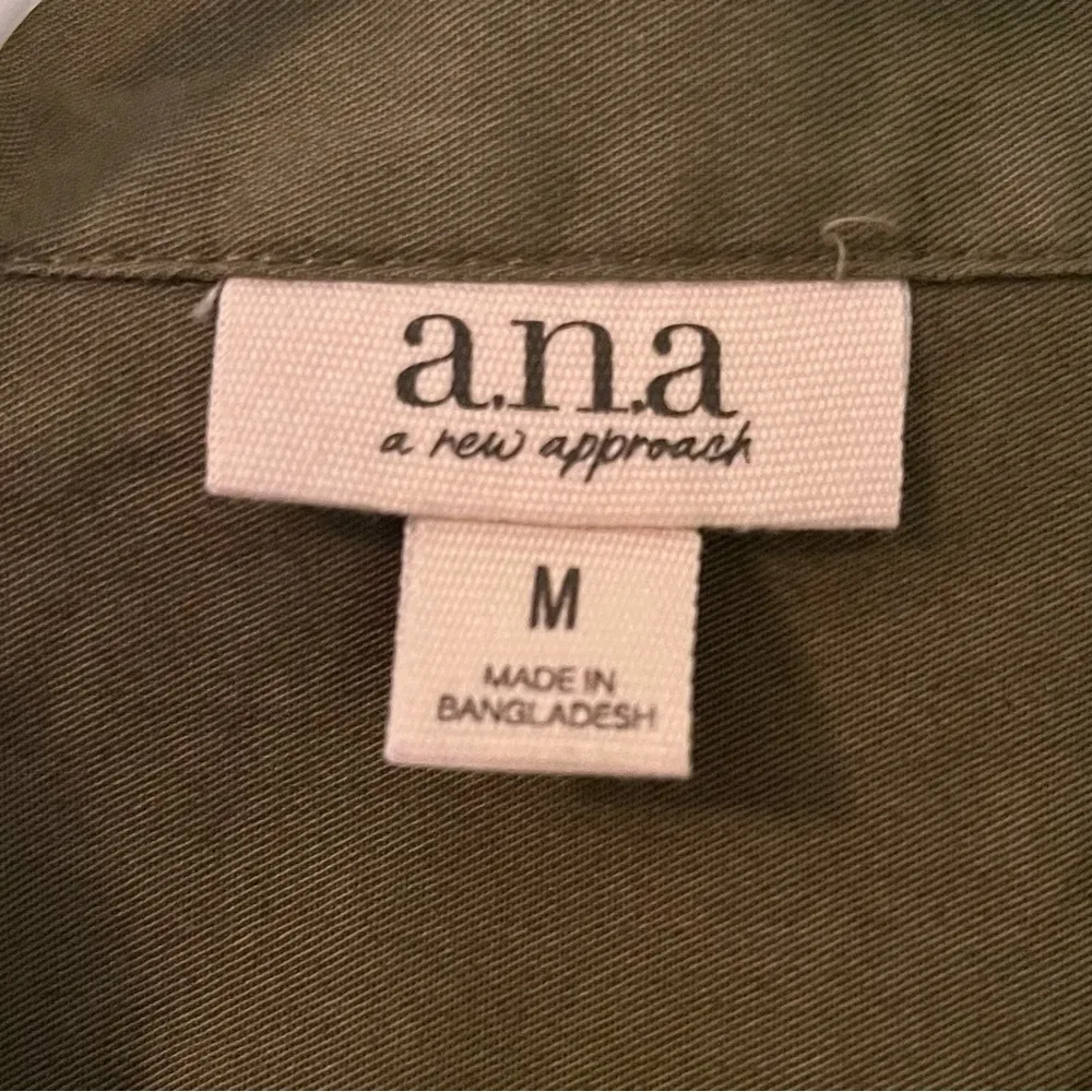 (NWT) a.n.a Women’s Olive Green Cargo Utility Button-down Mini Dress Tie Waist - Image 7