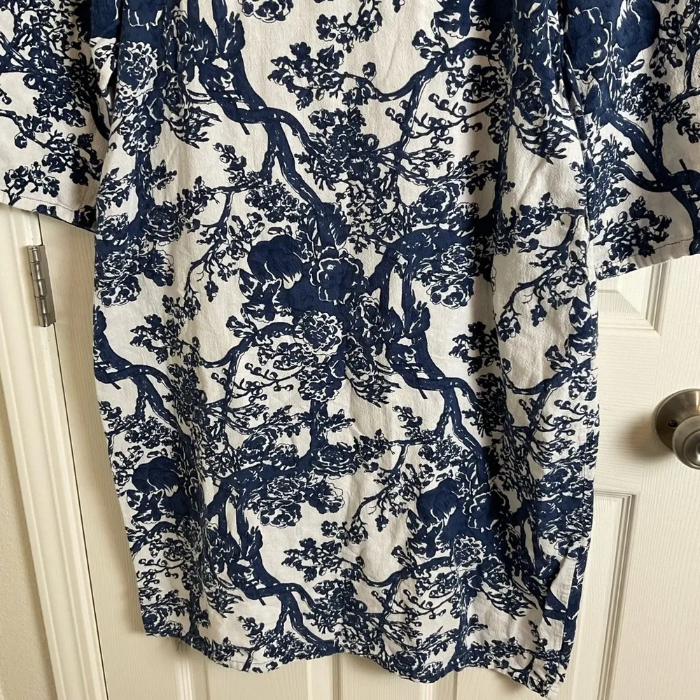 Zanzea Blue and White Floral Dress with pockets size large - Image 6