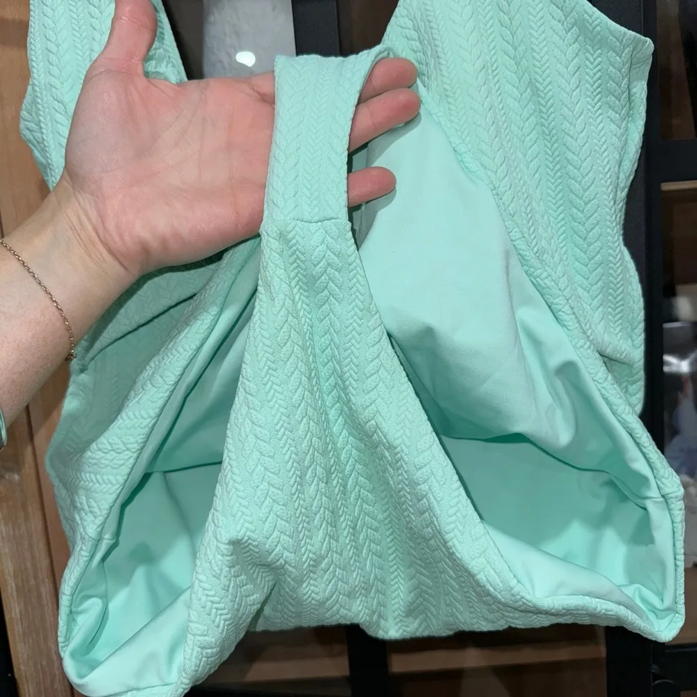 Beach Riot One Piece Swimsuit Tyler Twist front mint textured cut out turquoise - Image 7