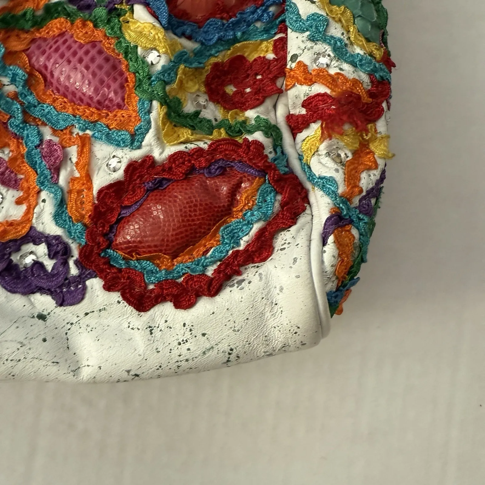 Rita Diana For Mylinka Vintage Women's Crossbody Bag White Leather 80s Bright‎ - Image 6