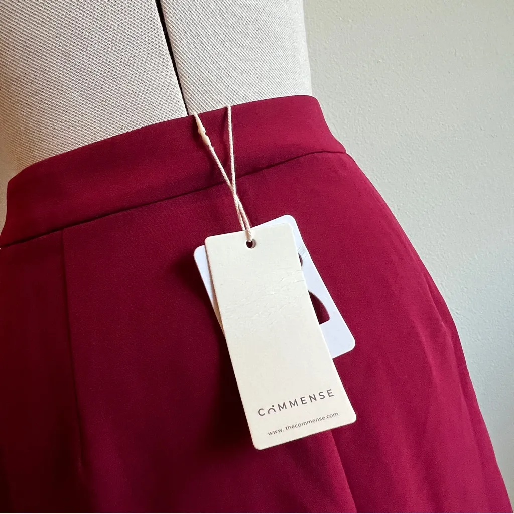 Commense Elegant Two Tone Burgundy Red and Light Pink Pleated Maxi Skirt NWT Size M - Image 9