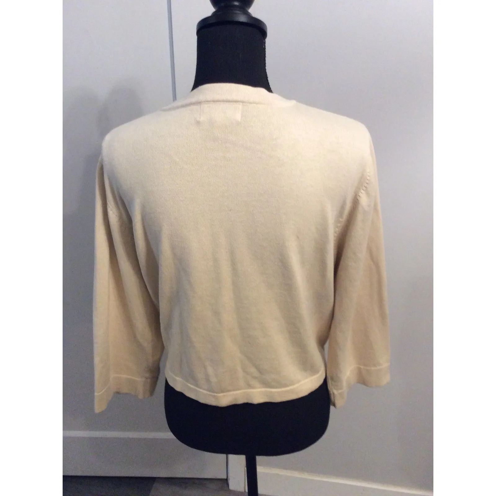 Norm Thompson Beige Sweater Shrug Cardigan Large L Cotton - Image 2