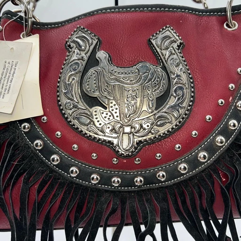 Lenora West Fringed‎ Stunning Western Style Bag with a Conceal and Carry Pocket Red - Image 2