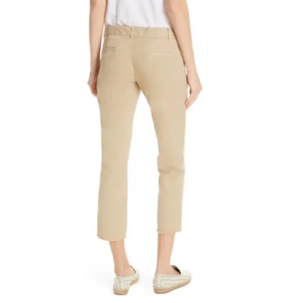 Nili Lotan East Hampton Side Stripe Tape Crop Pants Khaki Tan Preppy Cotton 10 - Image 3