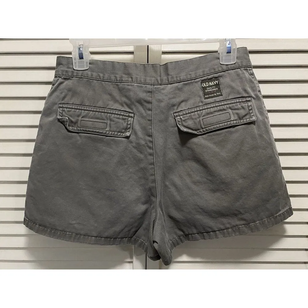 Old Navy Dark Beige Soft Cotton Short‎ Size 4 Zip/Button Mid Rise - Image 4