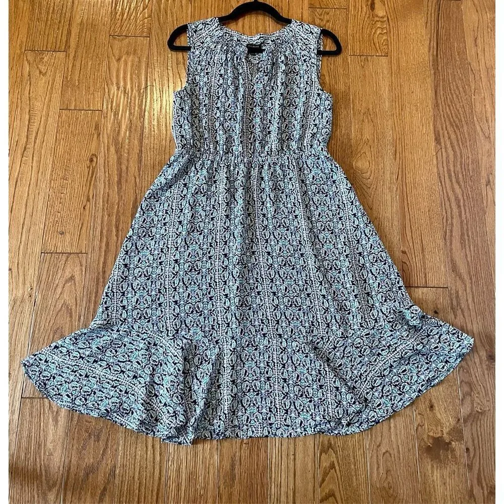 Talbots purple floral paisley ruffled detail dress 8 - Image 8