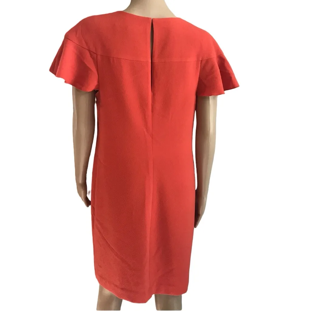 Trina Turk Orange Crepe Chic Splash Ruffle Fully Lined Shift Dress - Image 9