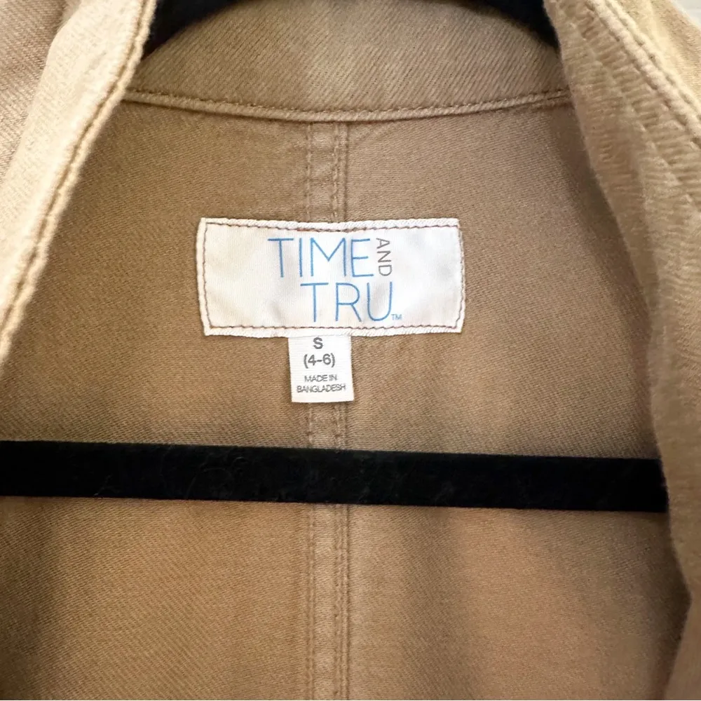 Time And Tru NWT  Snap Front Tie Belt Utility Jacket Tan sz Small - Image 7