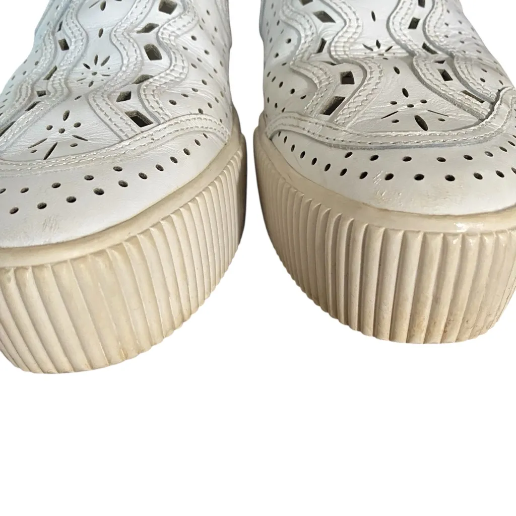 Ash Kingston White Leather Perforated Slip On Platform Sneaker size 8 38 - Image 4