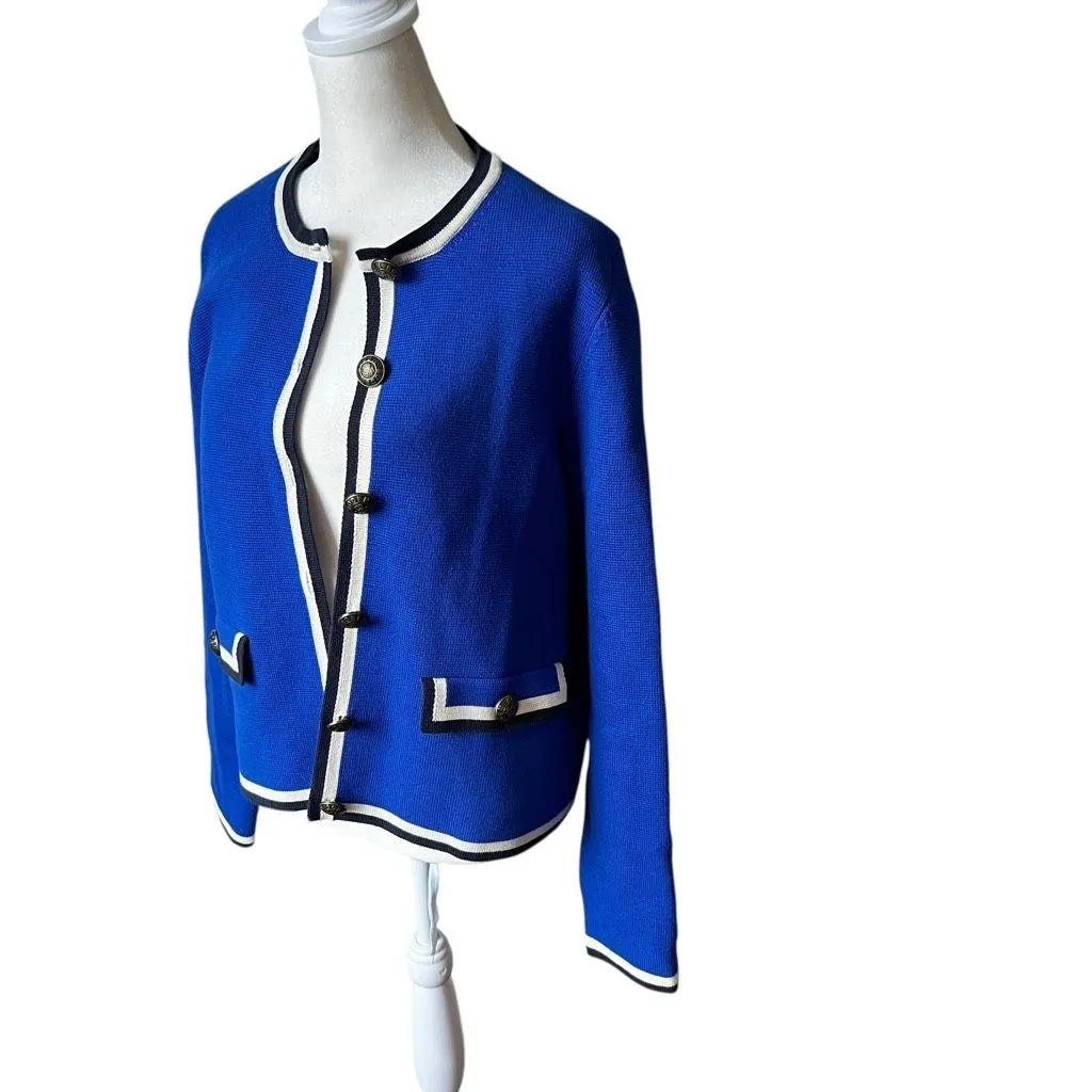 Boden Holly Knitted Jacket Blue Cotton Cropped Cardigan US 10 UK 14 - Image 7