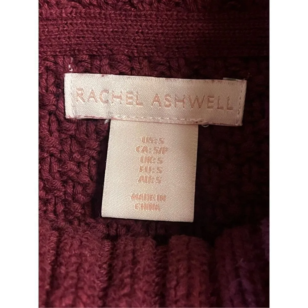 Rachel Ashwell Maroon Cable Knit Coastal Chunky Sweater Womens S Cotton (3269) - Image 3