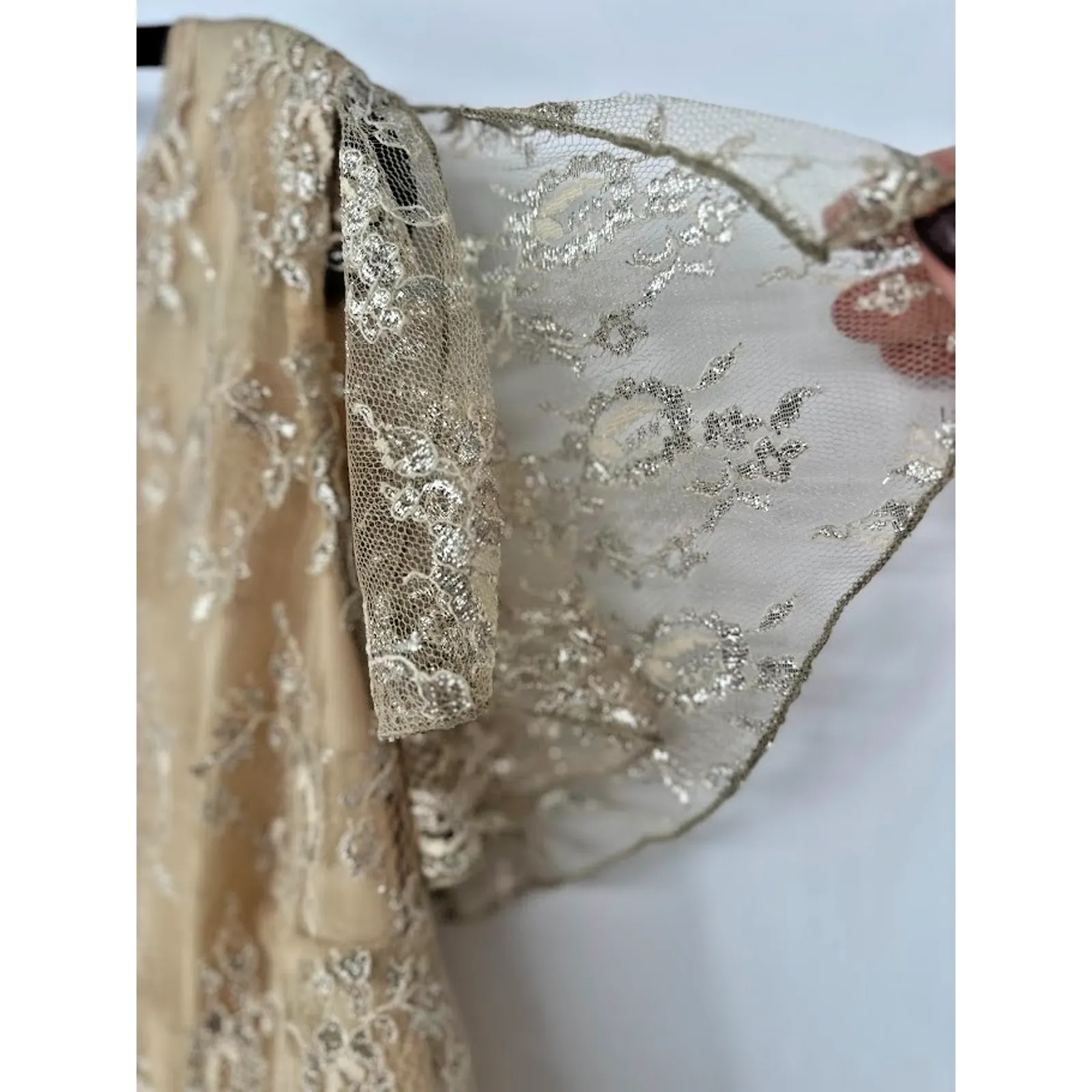 Vintage MSK Woman Skirt 18W Top 1X Set Maxi Fairy Mesh Lace Beige Wedding Formal Tan - Image 12