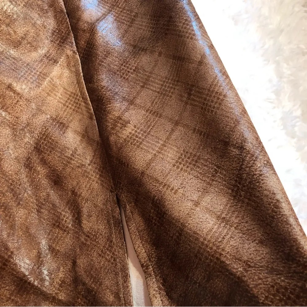 Altar’d State Winnie Plaid Faux Leather Minnie Skirt‎ Brown Large - Image 3