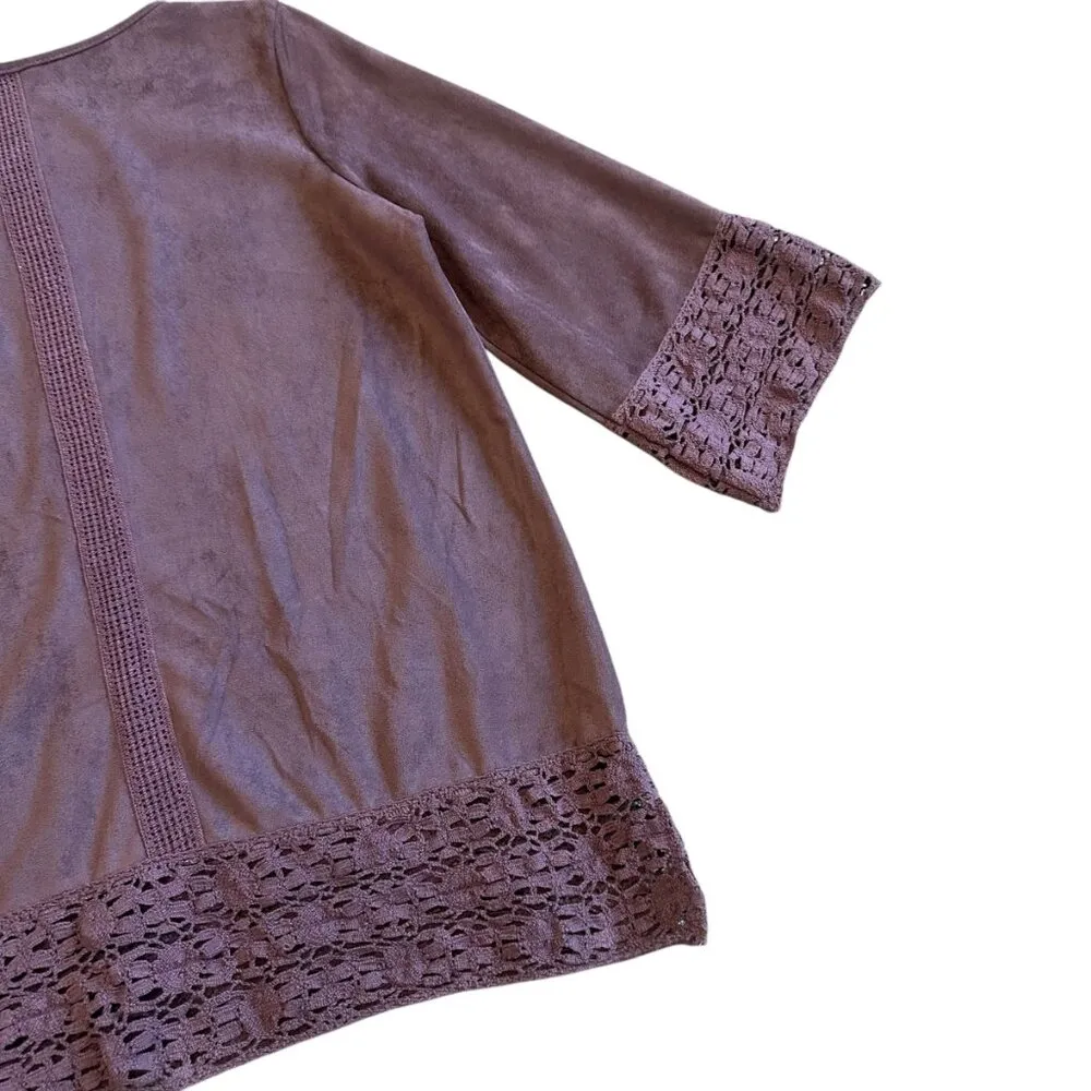 Soft Surroundings Susina Suede Feel Lace Trim Tunic Top Shirt Blouse Size Small - Image 8