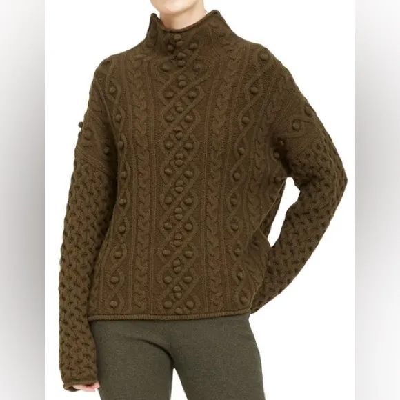 THEORY Felted Wool-cashmere Mixed-knit Sweater in Military Green - Image 7