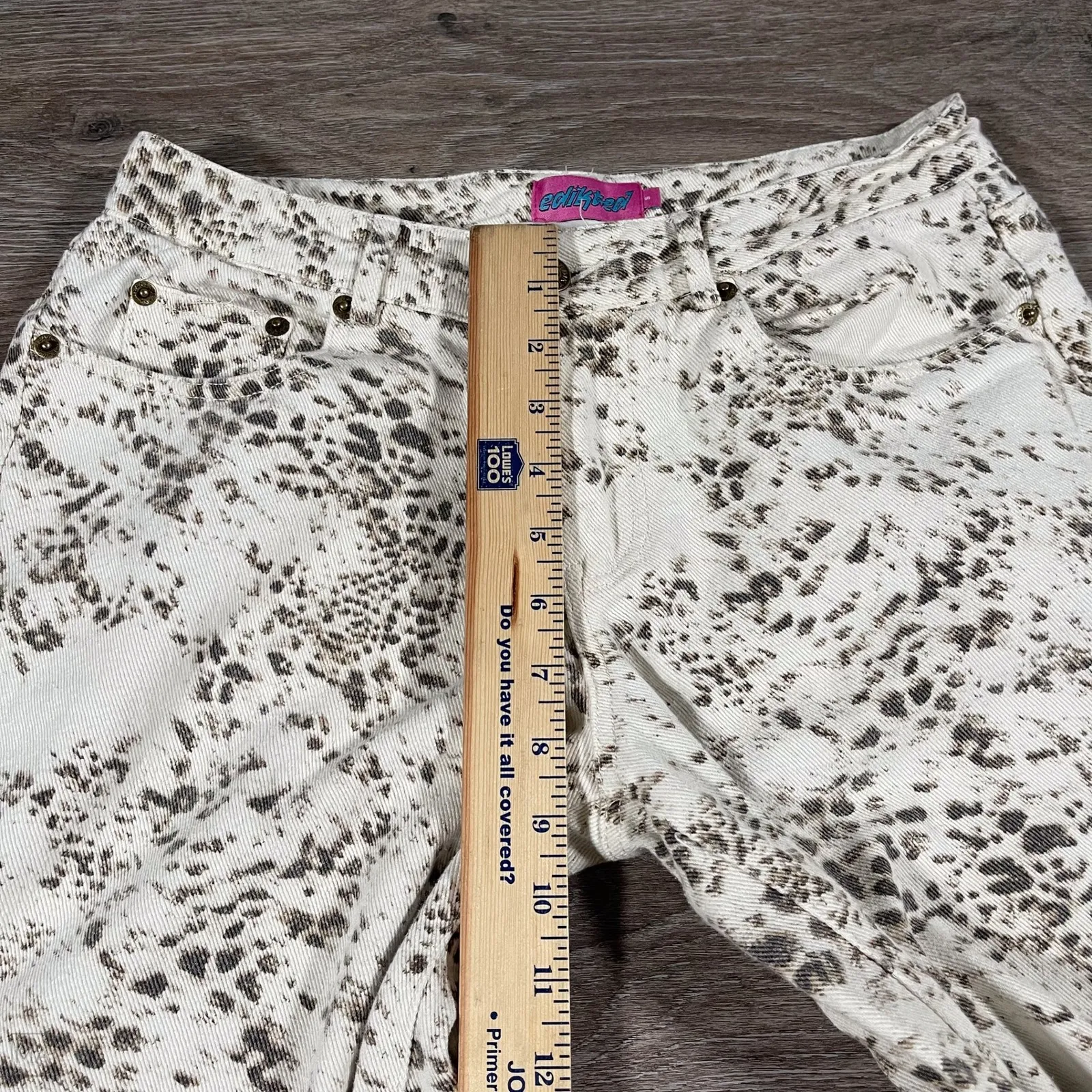 Edikted Women's Jeans Low Rise Baggy Snow Leopard Wide Leg S Cream - Image 4