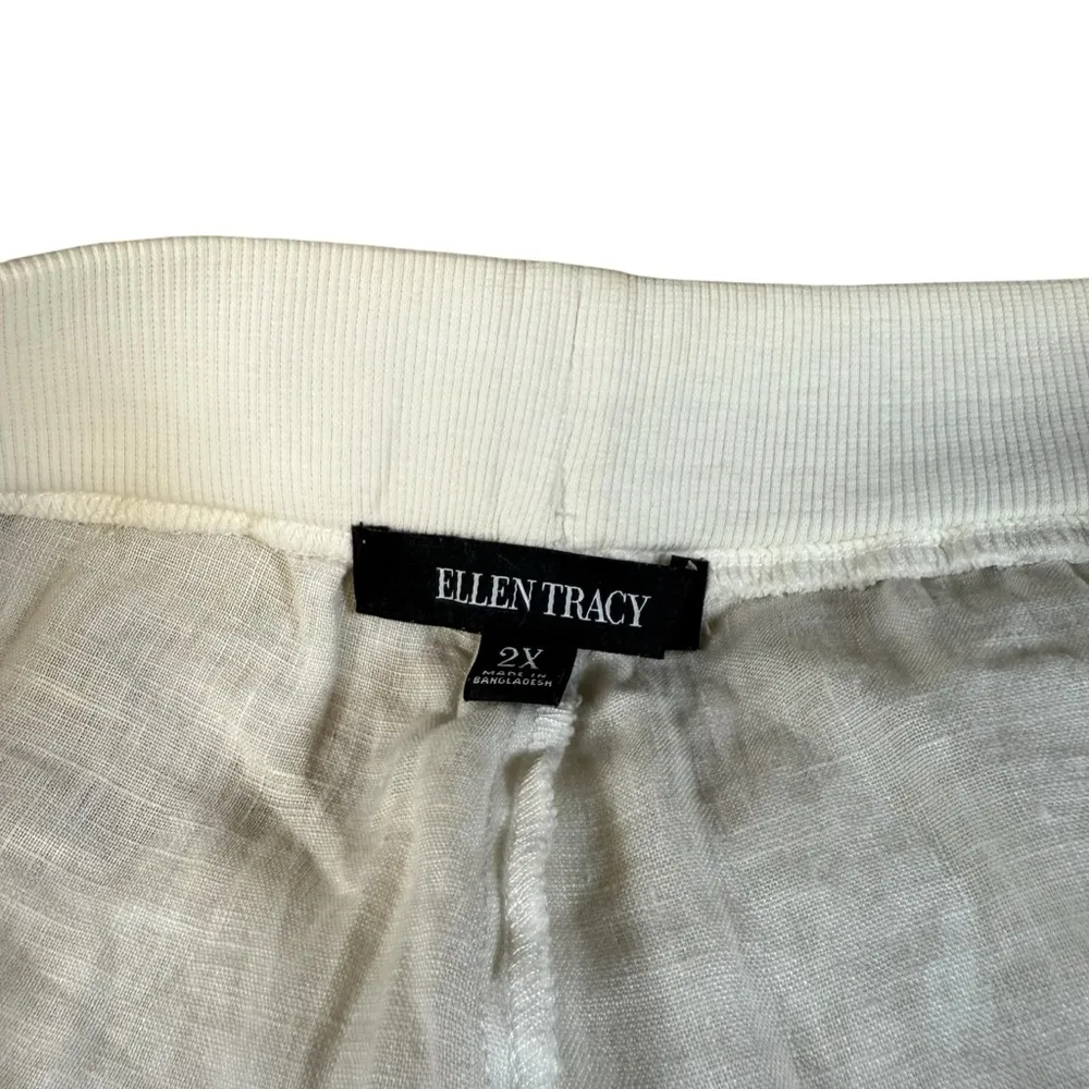 💙 Ellen Tracy Pants - 100% Linen Size 2XL Ivory - Image 2