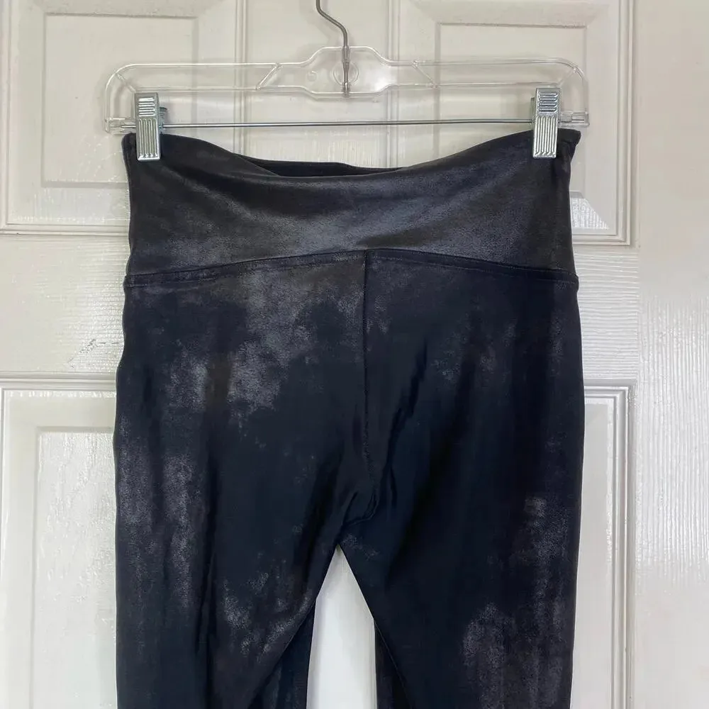 SPANX Faux Leather Leggings Black Matte Size Medium Shaping Contour Vegan - Image 6