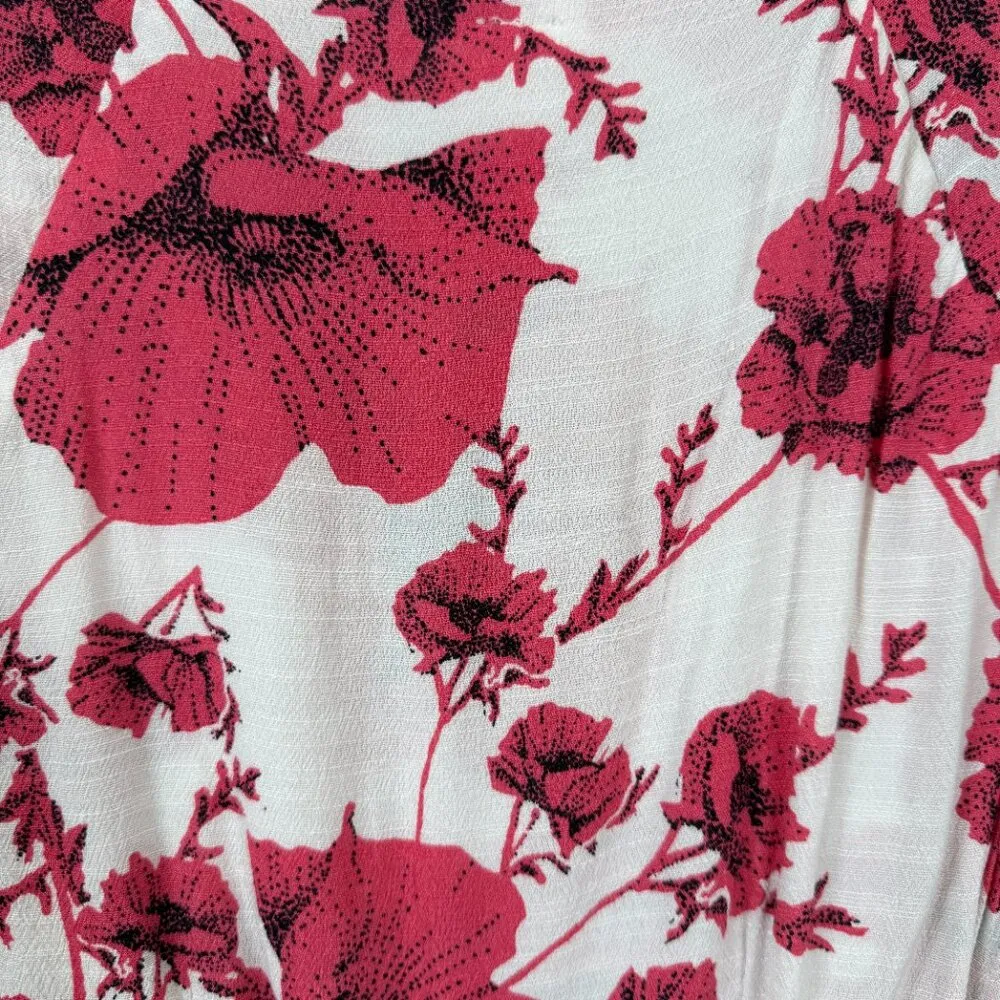 Free People French Quarter Floral Wrap Mini Dress Women's XS White Pink Ruffles - Image 14