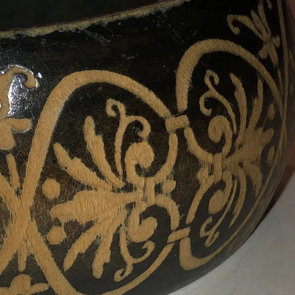 Vintage Brown Wooden Chunky Carved Boho Bangle Bracelet - Image 5