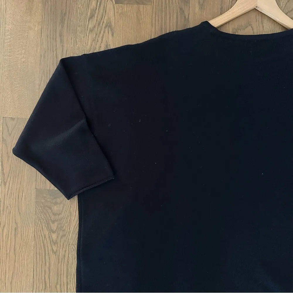 Eskandar Raw Edge Bateau Neck Oversize Merino Wool Sweater in Navy Blue Size 1/M Size M - Image 7