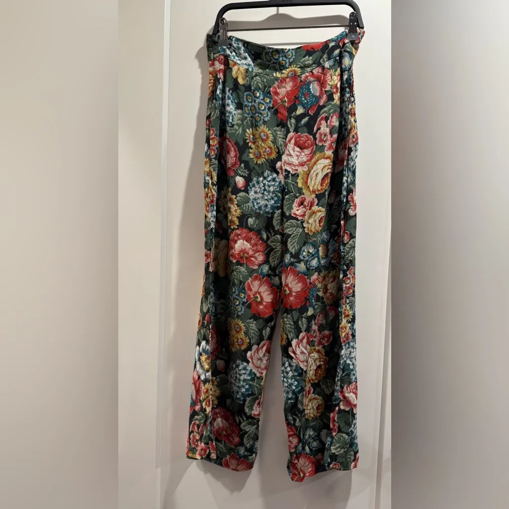Zara Multicolor Floral‎ Wide-Leg Pants Size M - Image 2