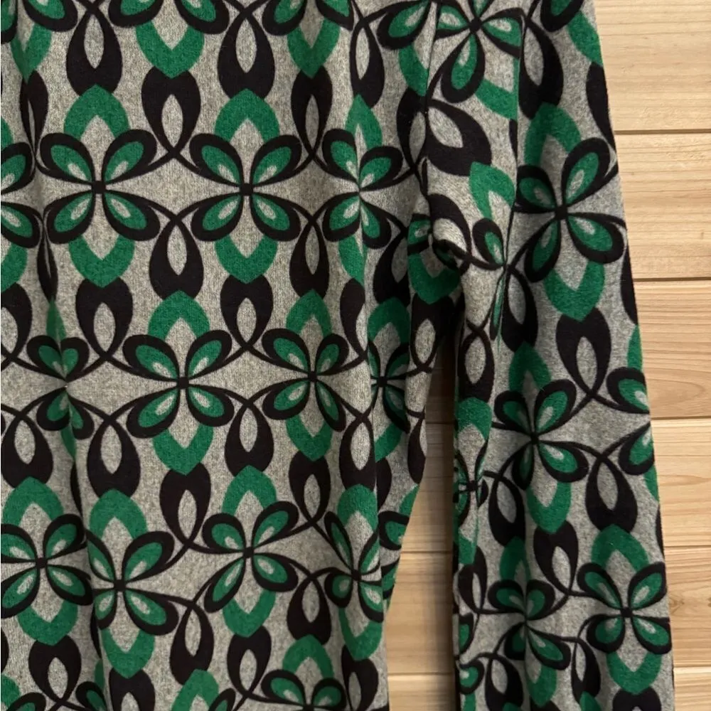 Y2K Funky People Size Medium Retro Style Abstract Floral Long Sleeve Mini Dress Green - Image 10