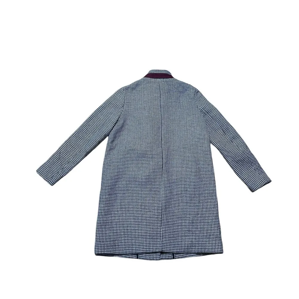 Zara Basic Outwear Houndstooth Tailored Coat Wool Blend Large - Image 5