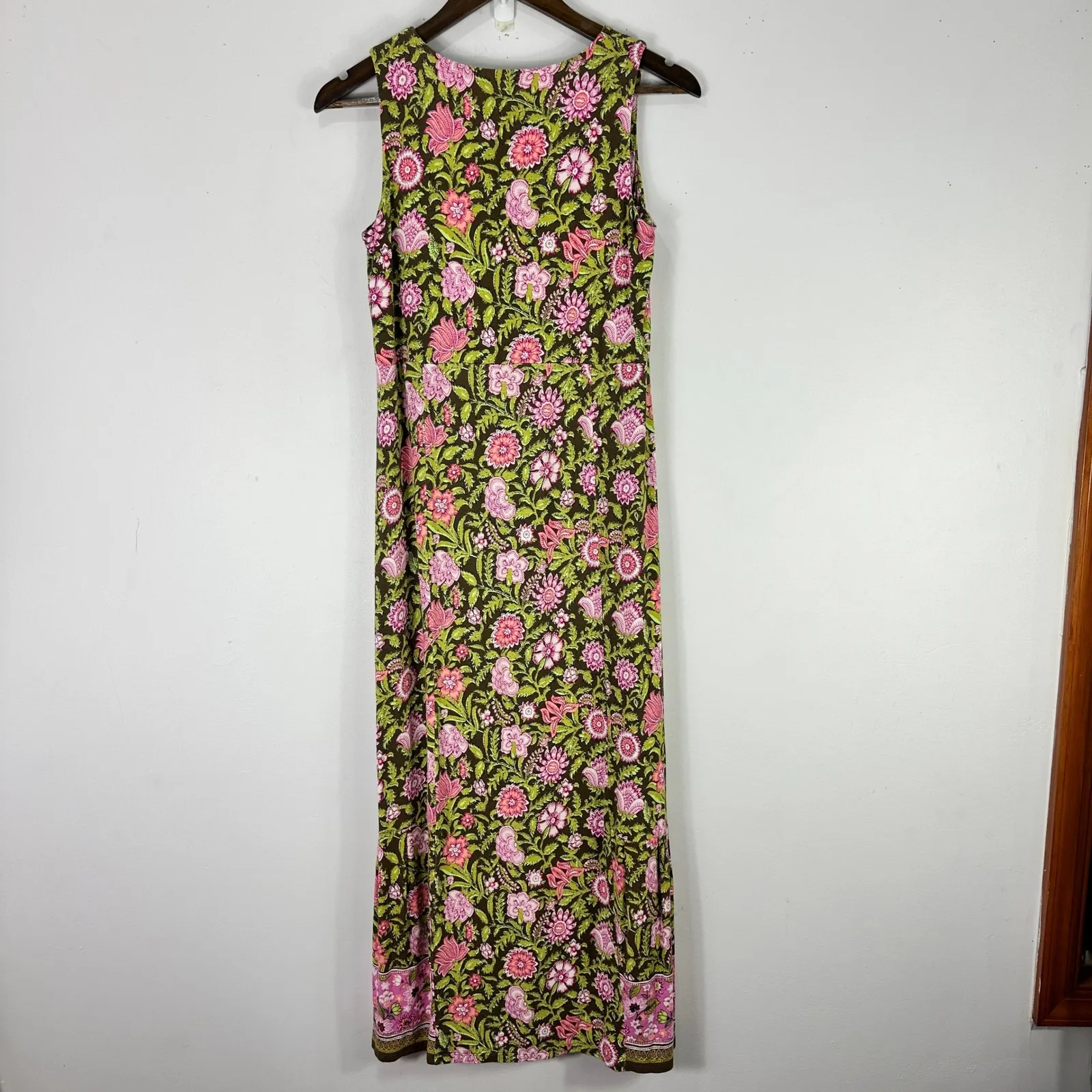 J Jill Maxi Dress XS Floral Brown Pink Boho Forest Fairy Cottagecore Earthy - Image 8