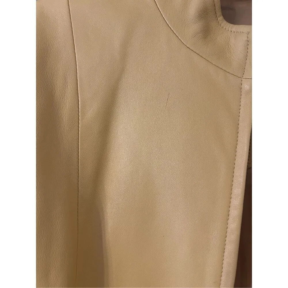 Preston & York women’s Collarless Soft Leather Jacket Size Small Tan - Image 4