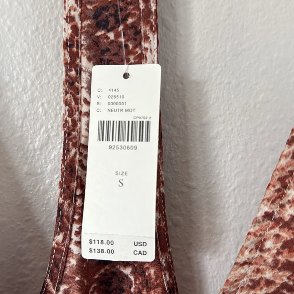 NWT Anthropologie Solid and Sheer Brown Maxi Dress Snakeskin Print Small neutral - Image 8