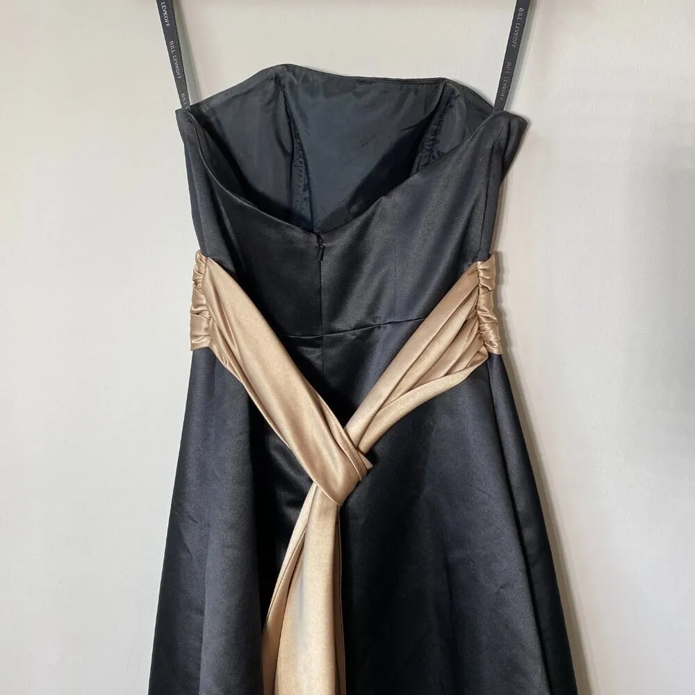 Bill Levkoff Women's Sz 6 Strapless Belted Sash Evening Formal Midi Dress Black - Image 10