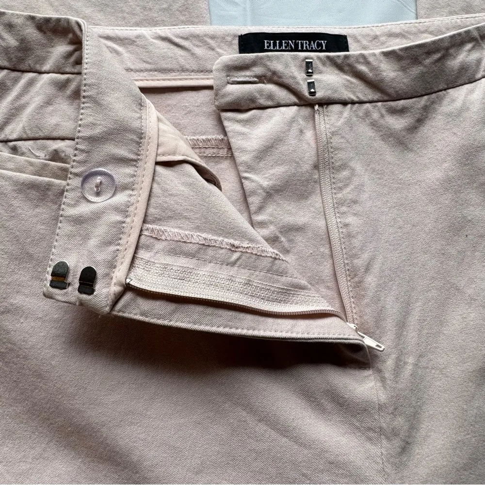 Light Mauve Beige Cotton Blend Flat Front Ankle Pants Size 12 - Image 7