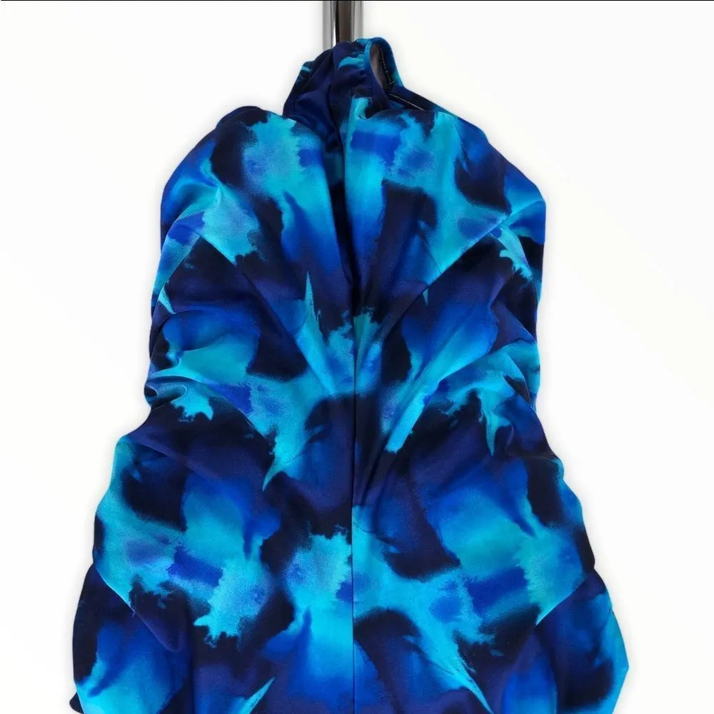 Speedo Blue Abstract Print One Piece Swimsuit Plus Size - Image 3