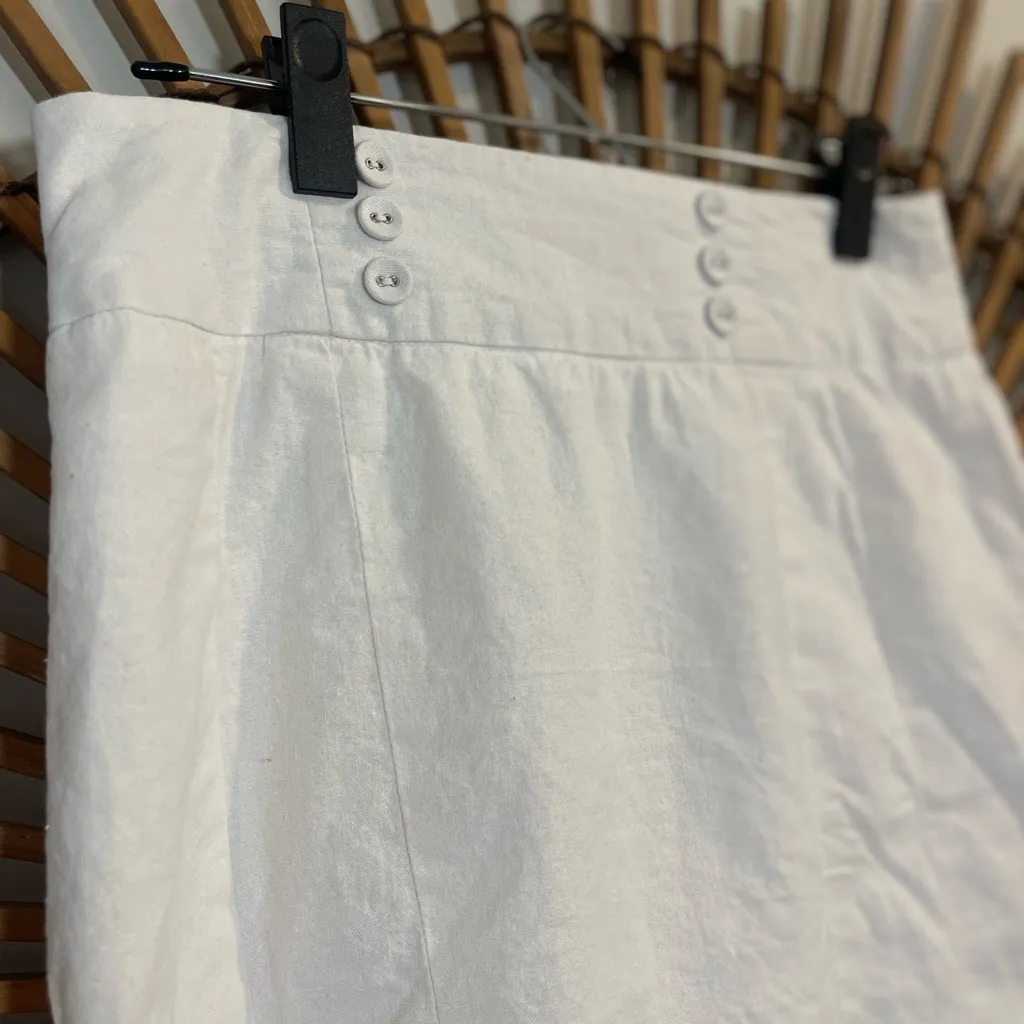 Vintage Y2K Cato White Linen Button-Detail Midi Skirt Coastal Summer Size 8 - Image 6