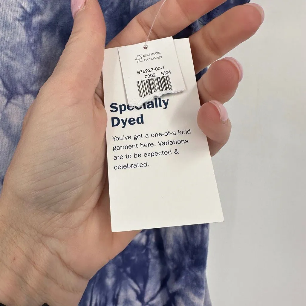 Old Navy NWT Vintage Tie-Dye T-Shirt Shift Dress Size Medium Blue‎ & White - Image 8