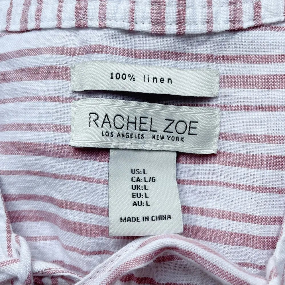 Rachel Zoe 100% Linen Sleeveless Tunic, Red & White Stripes, Women’s Size Large - Image 4