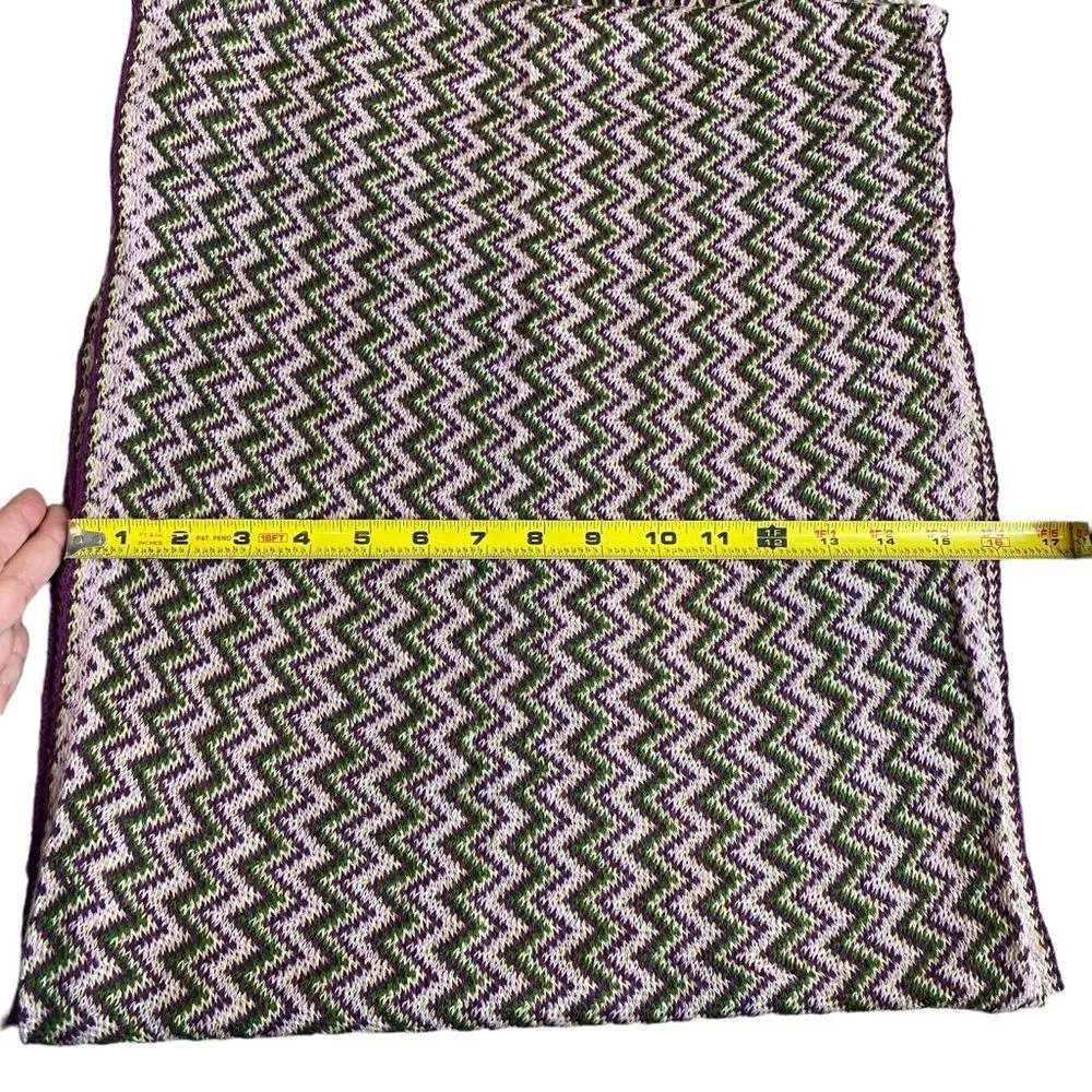 Missoni Women’s Chevron Knit‎ Fringe Scarf Green Purple Zig Zags - Image 4