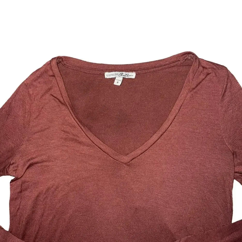 Express One Eleven Size Small Long sleeve V-Neck Shirt‎ - Image 3