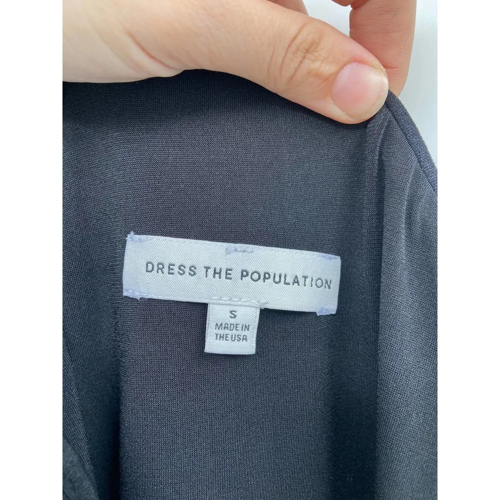 Dress the Population Martine Black One Shoulder Midi Dress Size S - Image 6