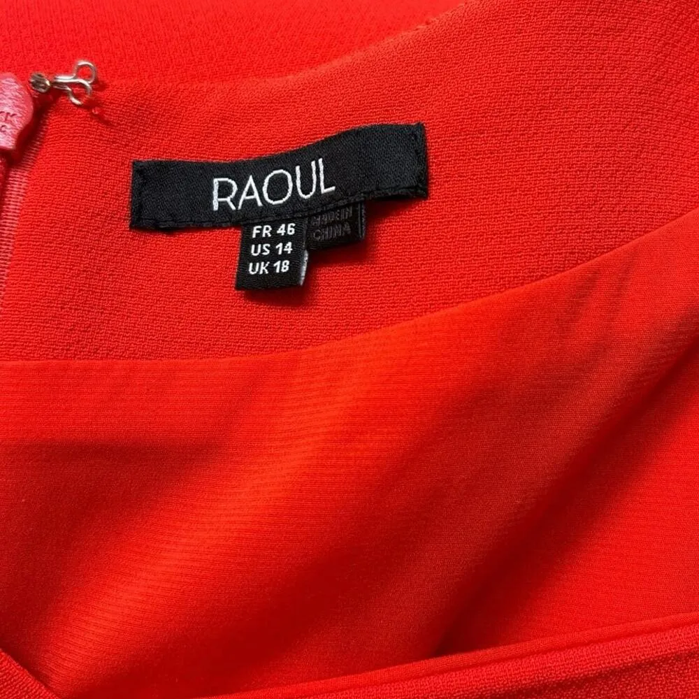 Raoul Orange Red Sleeveless Square Neck Career Office Work Midi Sheath Dress 14 - Image 5