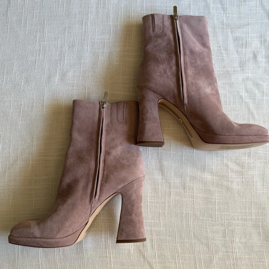 NEW SAM EDELMAN JAYE Sz 10M Women's Suede Mid Calf Ankle Boots Cashmere
Tan 4.5” - Image 8