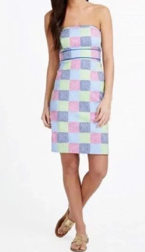 Vineyard Vines Aurora Whale Patchwork Multicolor Strapless Dress Size 4 NWOT - Image 3