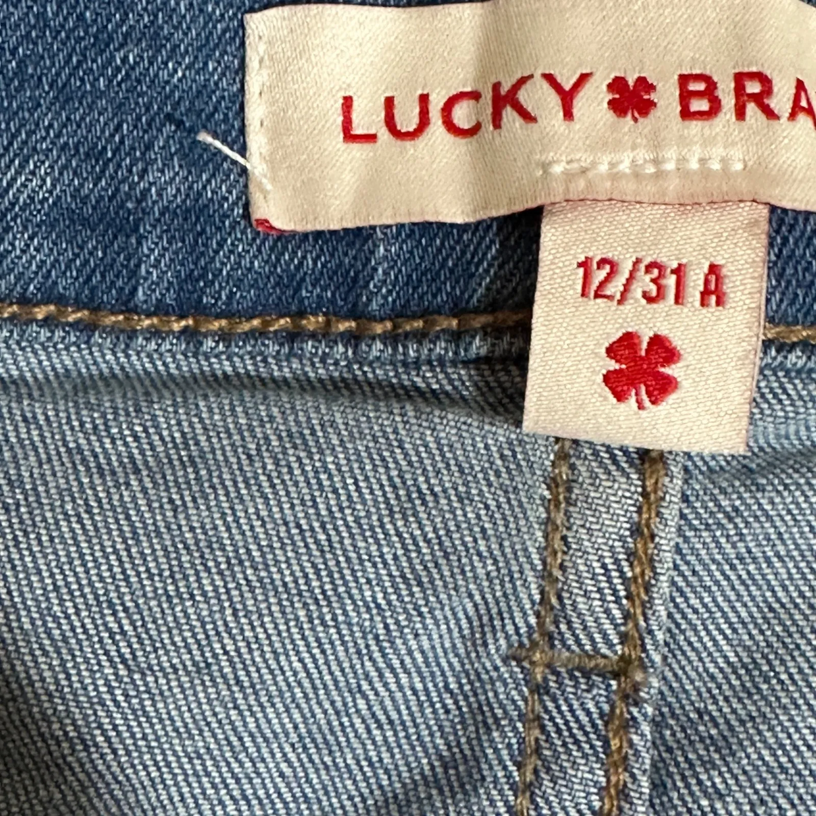 Lucky Brand Stevie High Rise Flare Jeans Medium Wash Distressed Raw Hem 12 31 - Image 8